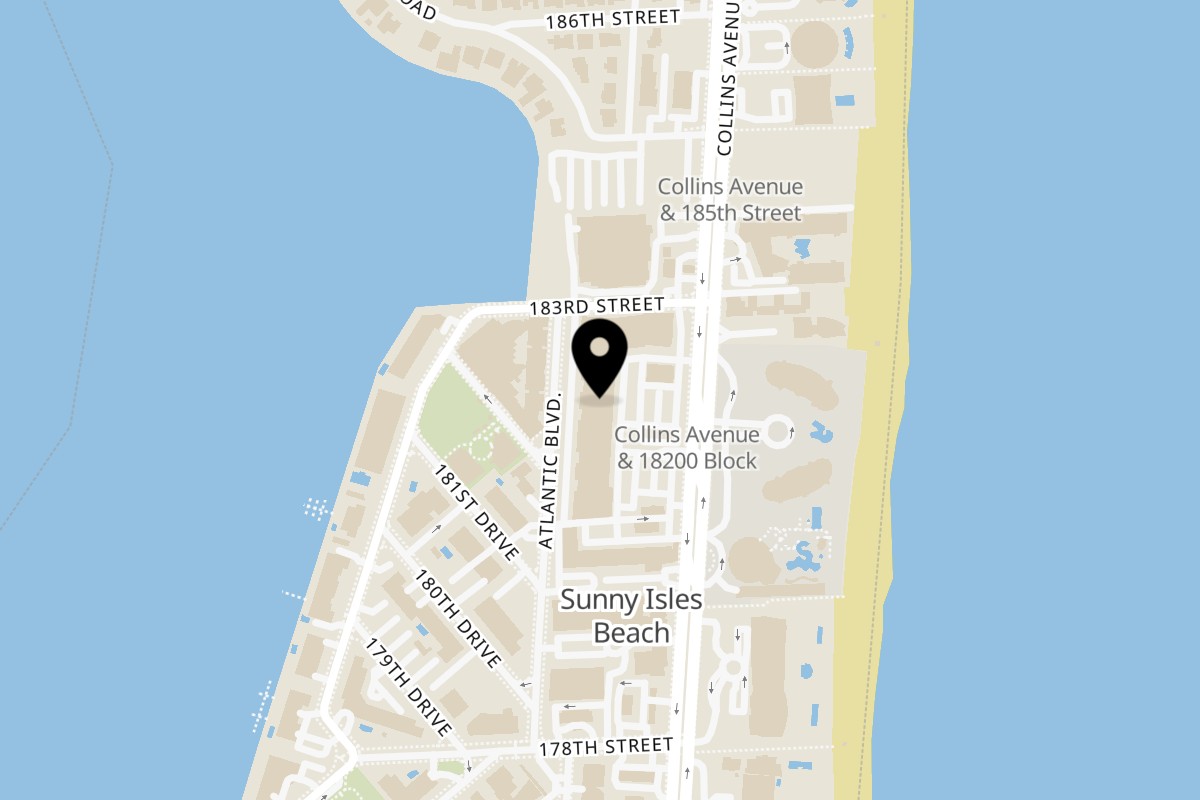 Map showing the location of Family & Friends on 18288 Collins Avenue in Sunny Isles Beach